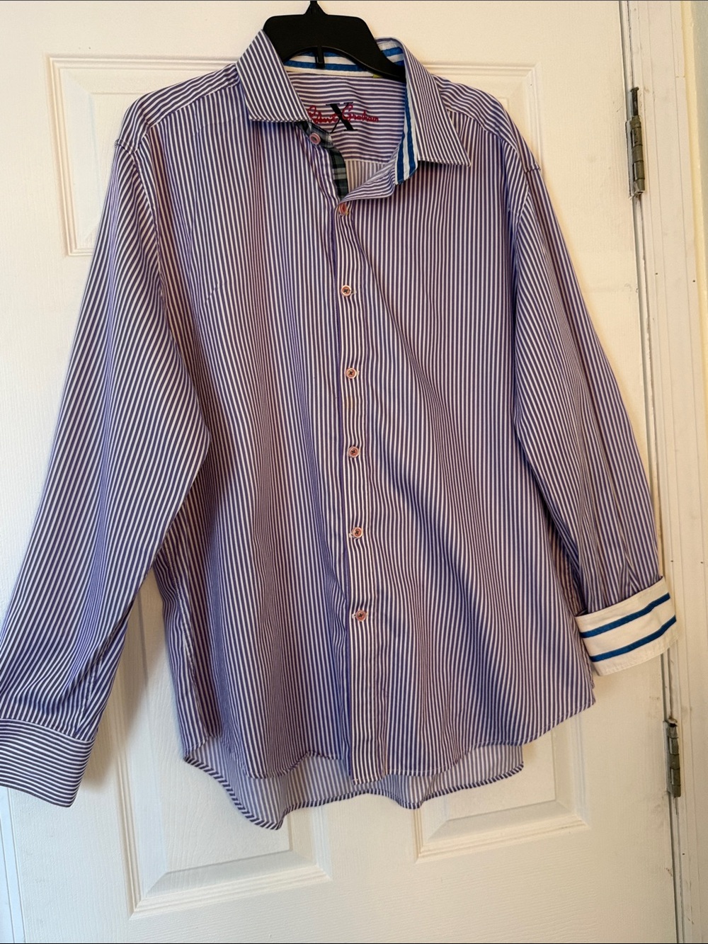 Robert Graham Purple White Striped Button Down Shirt Men’s Sz 3XL